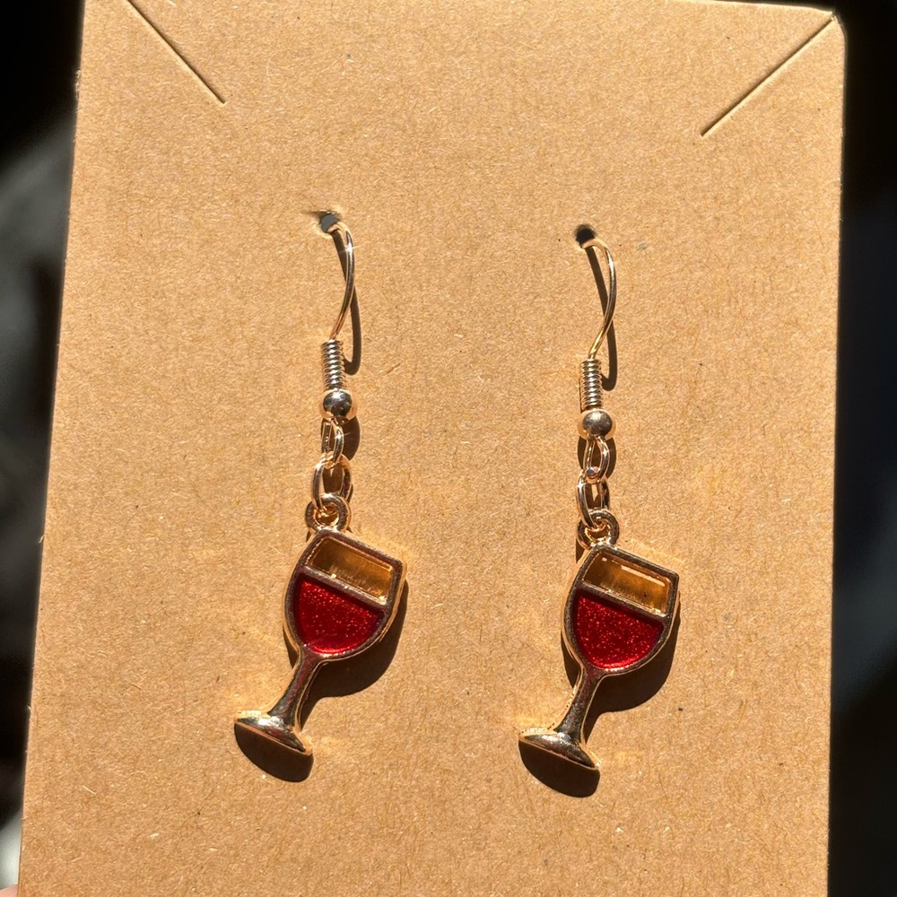 Handmade wine dangle earrings